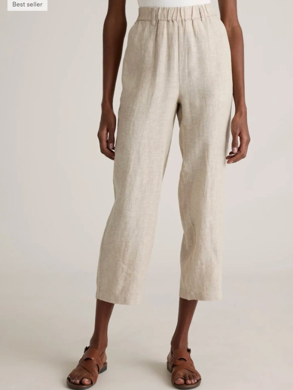 Quince Cream Pull On Linen Pants W/ Pockets Size Medium Minimalist Neutral *B33